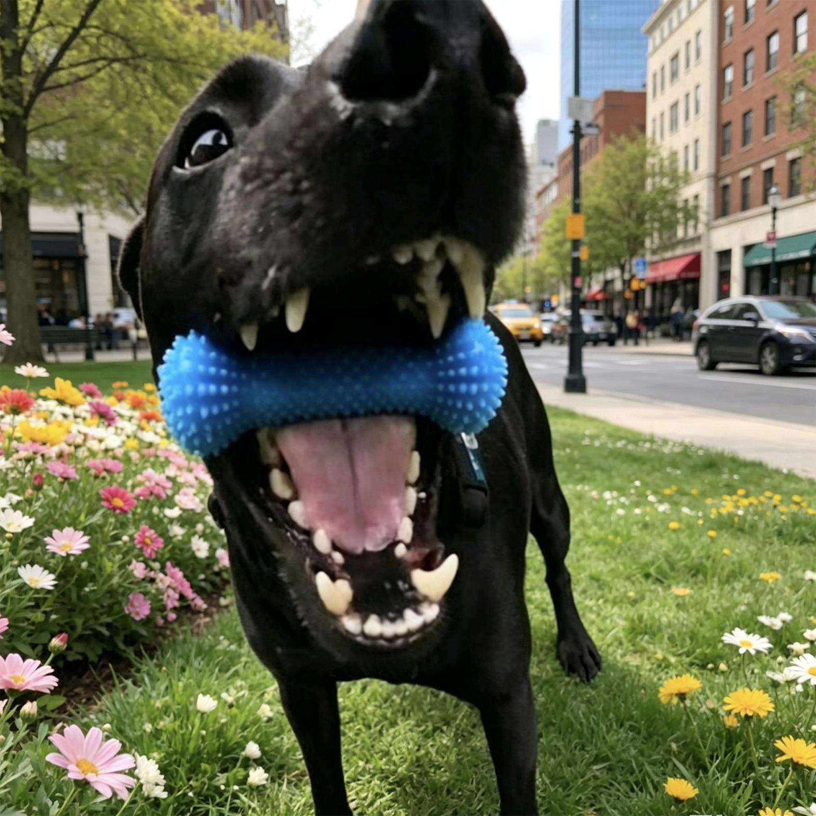 Rubber Treat Dispensing Dog Toy - Brinquedos para escovar os dentes dos